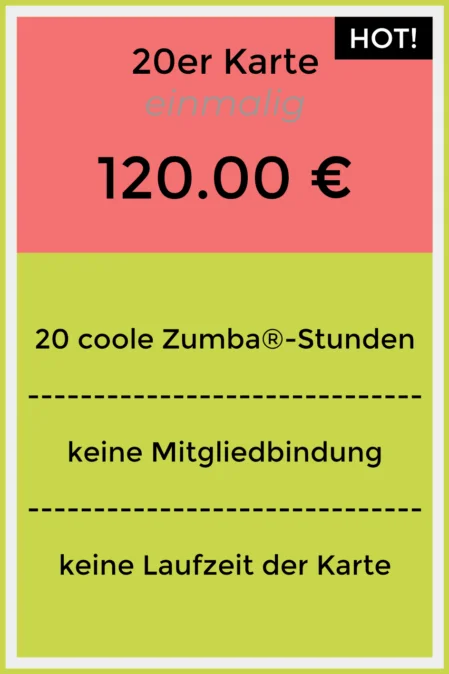 Zumba Augsburg 20er Karte Zumba Augsburg 20er Karte
